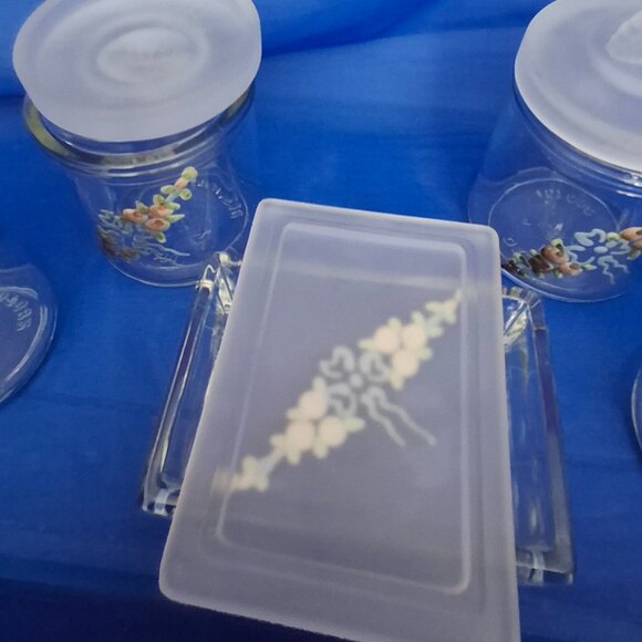 Vintage Art Deco Kruger Glass 5 Piece Nursery Vanity Set - Picture 5 of 6